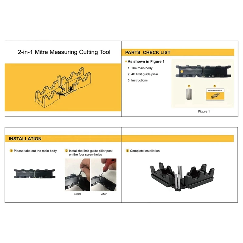 2 In 1 Miter Measuring Tool, Miter Saw Protractor Tool, Precision Miter Cutting Tool, Measuring Template Instrument