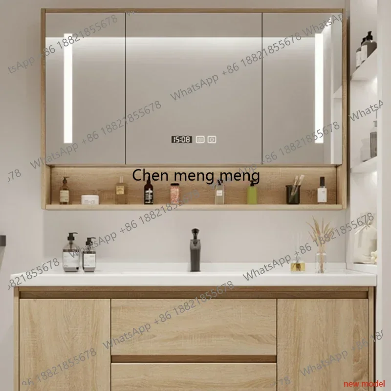 Luxury Bathroom Cabinets Mirror Washbasin Metal Storage Shelf White Wall Bathroom Cabinets Drawer Gabinete Room Furniture