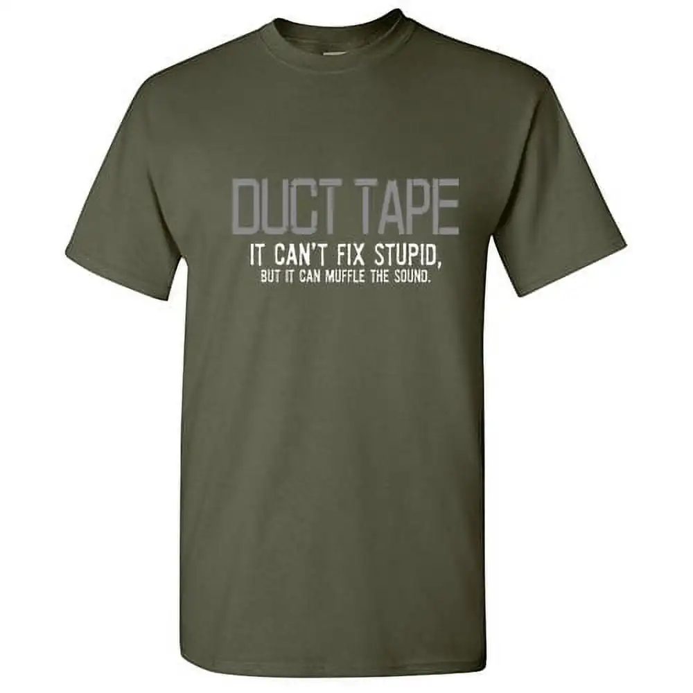 Duct Tape It Can't Fix Stupid But Men Tshirt Humor Graphic Tees Novelty Funny Sarcastic T Shirt Summer 100% Cotton Round Neck