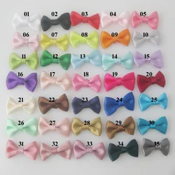 50Pcs 2CM long Line Shape Small Bows Satin Ribbon Knotted 35 Colors Cute Bowtie Clothes Headwear Ornament