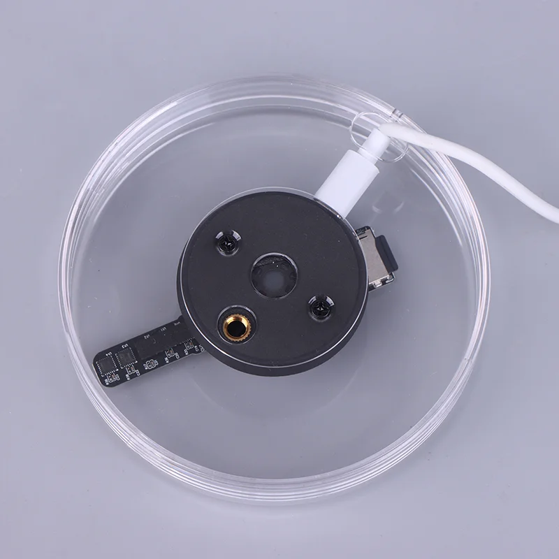1 قطعة أضواء الإعلان المجسم ثلاثية الأبعاد LED نموذج سطح المكتب شاشة مروحة مع تشغيل الصوت مع غطاء شفاف مروحة ثلاثية الأبعاد