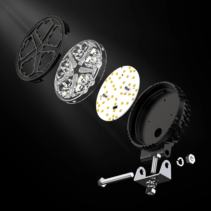 WISH รอบ 4 นิ้วรถไฟ LED ทํางานแฟลชสปอตไลท์ DRL สําหรับรถบรรทุก ATV UTV SUV รถจักรยานยนต์รถพ่วงเรือ