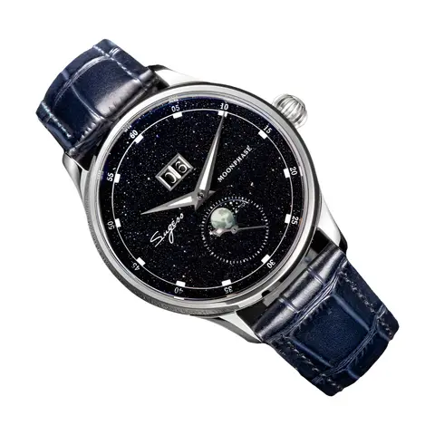 Sugess Mens Watch Limited Edition Moonphase 316L Stainless Steel Case Tianjin ST2528 Movement Luxury Gemstone Stars Dial Gift V3