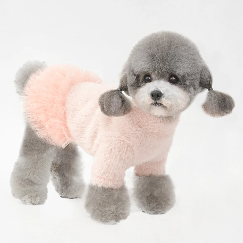 Dog Winter Warm Coat Puppy Dress Outfit Yorkshire Terrier Pomeranian Clothes Poodle Bichon Small Dog Pet Clothing Costumes