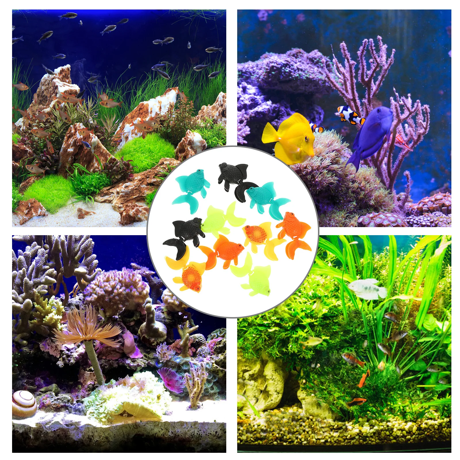 

10Pcs Artificial Fish Floating Aquarium Decorations Lifelike Plastic Fake Fish Moving Tail Realistic Ornaments