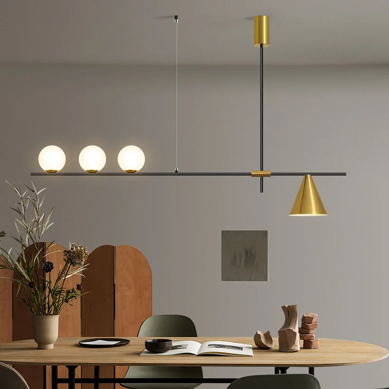 Nordic Long Strip Magic Bean Pendant Light Luxury Minimalist Restaurant Chandelier Creative Study Living Room Decor Lighting