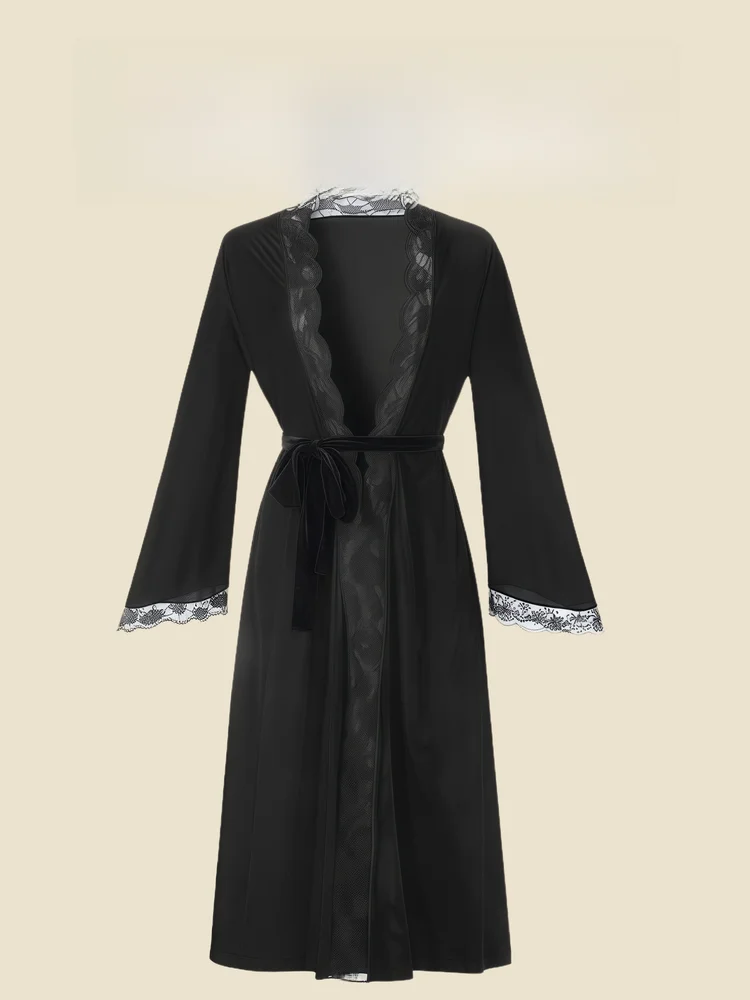 豪華なロングベルベットパジャマ女性用セクシーなホーム服ガウンローブ-v-ネックフルスリーブ四季ユースカジュアルホーム