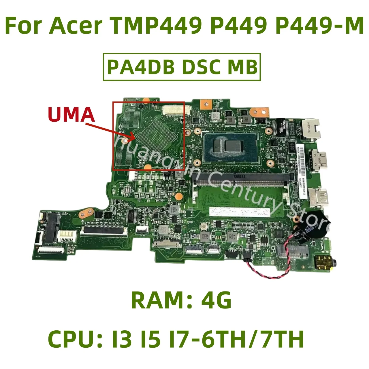 PA4DB DSC MB motherboard suitable For Acer TMP449 P449 P449-M laptop with CPU: I3 I5 I7-6TH/7TH RAM: 4G 100% test OK shipment