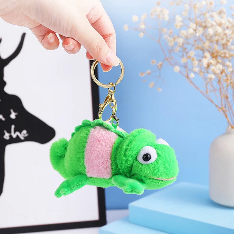 13cm Cartoon Personality Animal Lizard Doll Keychain Fun Reptiles Chameleon Plush Toys Pendant For Kids Birthday Christmas Gifts