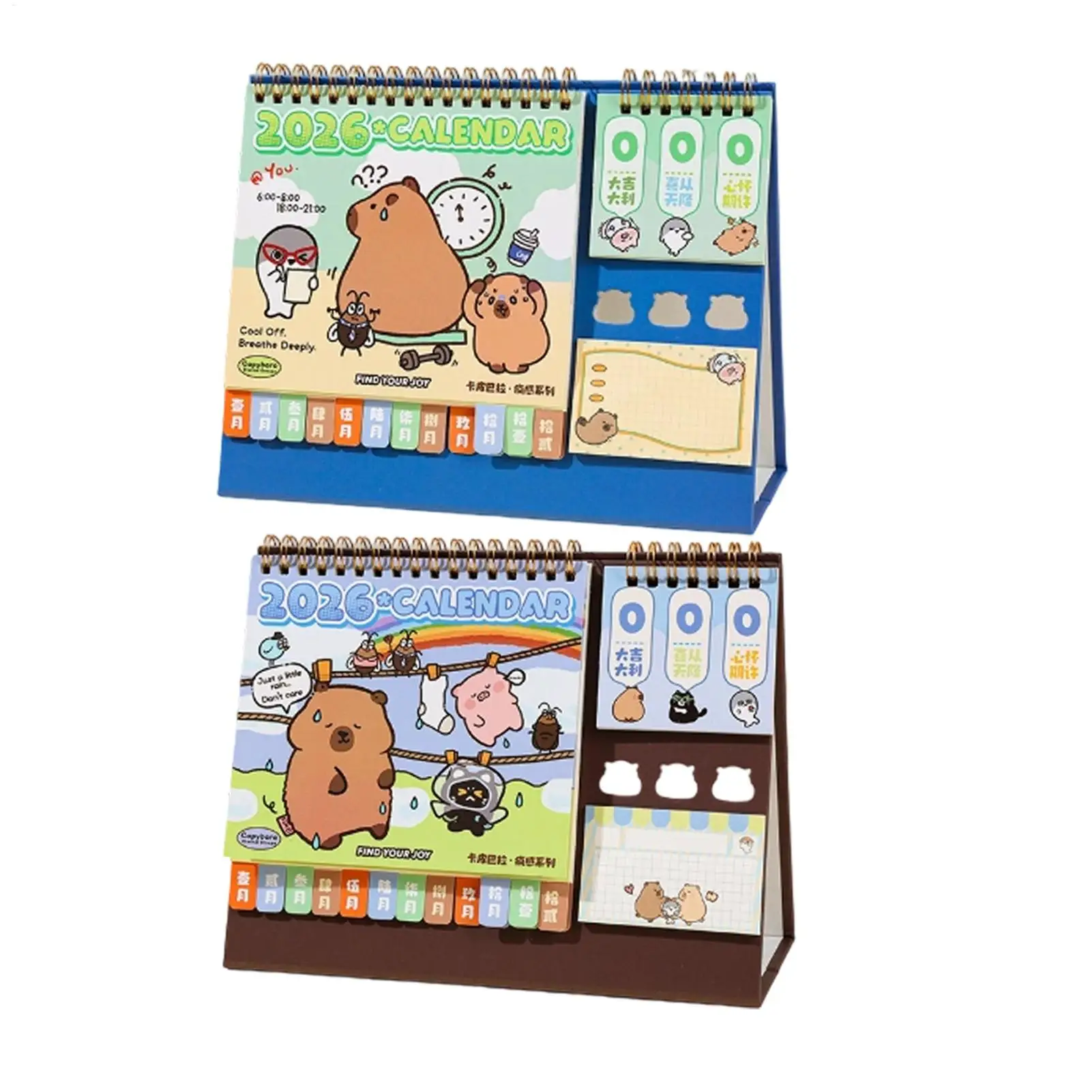 

2026 Cartoon Capybara Calendar Small Standing Desk Calendar Monthly Planner Desktop Calendar With Dolphin Illustrations