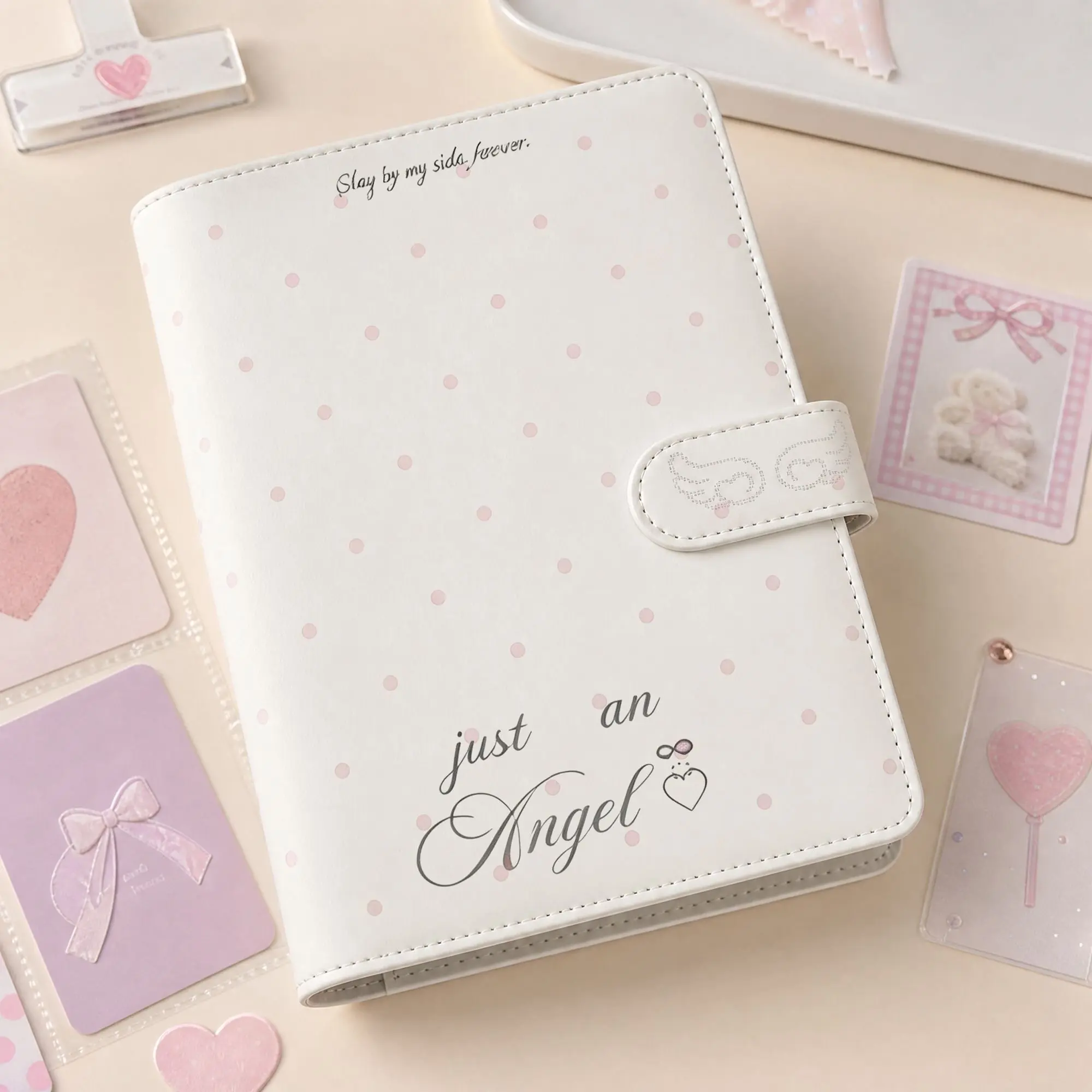 A5 Simple Ins Polka Dot PU Card Album Four Grids Small Card Storage Book Detachable Ring Binder Instant Camera Album Korean