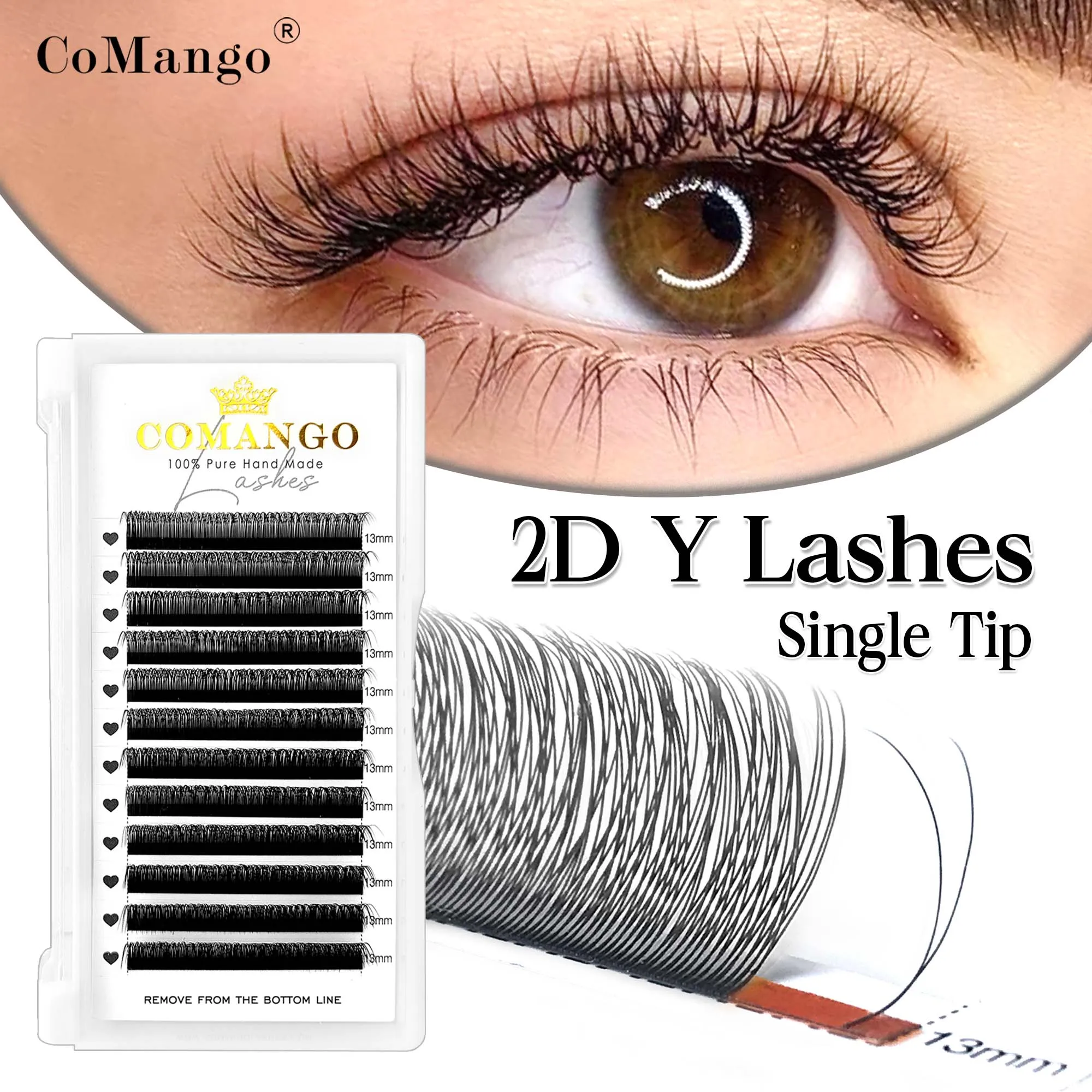 CoMango 2D Y Shape Single&Mix 8-15mm Eyelash Extension Premade Volume Natural Lash Russian Makeup Wholesales