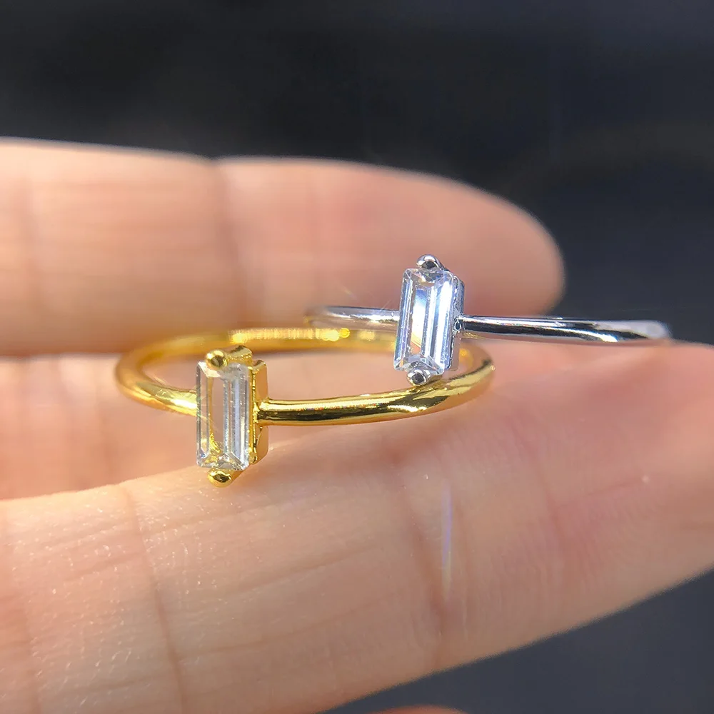 Fashion Designer Geometric Zirconia Rings for Women Thin Minimalist Dating Marriage Tennis Gold Color Ring Trendy Jewelry KAR185