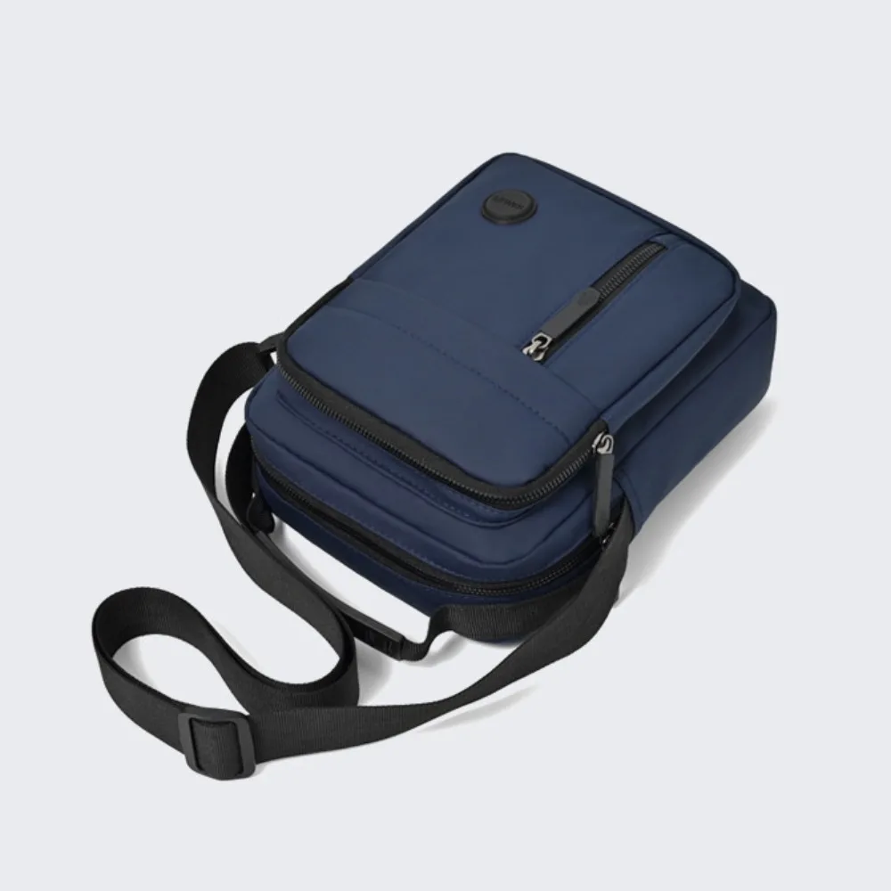Multi-Compartment Men's Crossbody Bag Compact Design Solid Color Business Shoulder Bag Adjustable Strap Travel Bag Daily Use