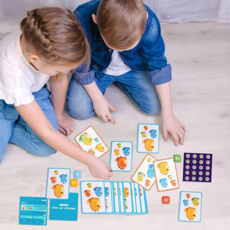 Dinozaury Gra Karciana Dopasowywanie Kostki Gra Dziecięca Matematyka Interakcja Rodzic-Dziecko Konkurencja Rozrywka Kolorowe Kostki Dla Przyjaciół