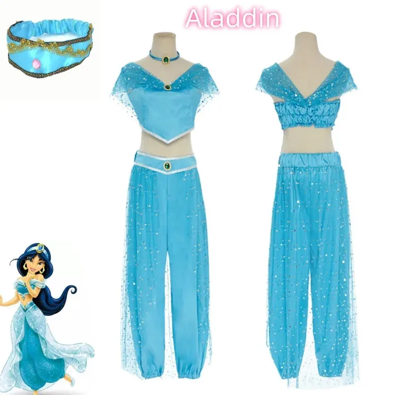 

Women Princess Outfit Jasmine Ball Gown Dress Aladdin Cosplay Costume For Adult Stage Costumes Carnival Party Clothes Large Size