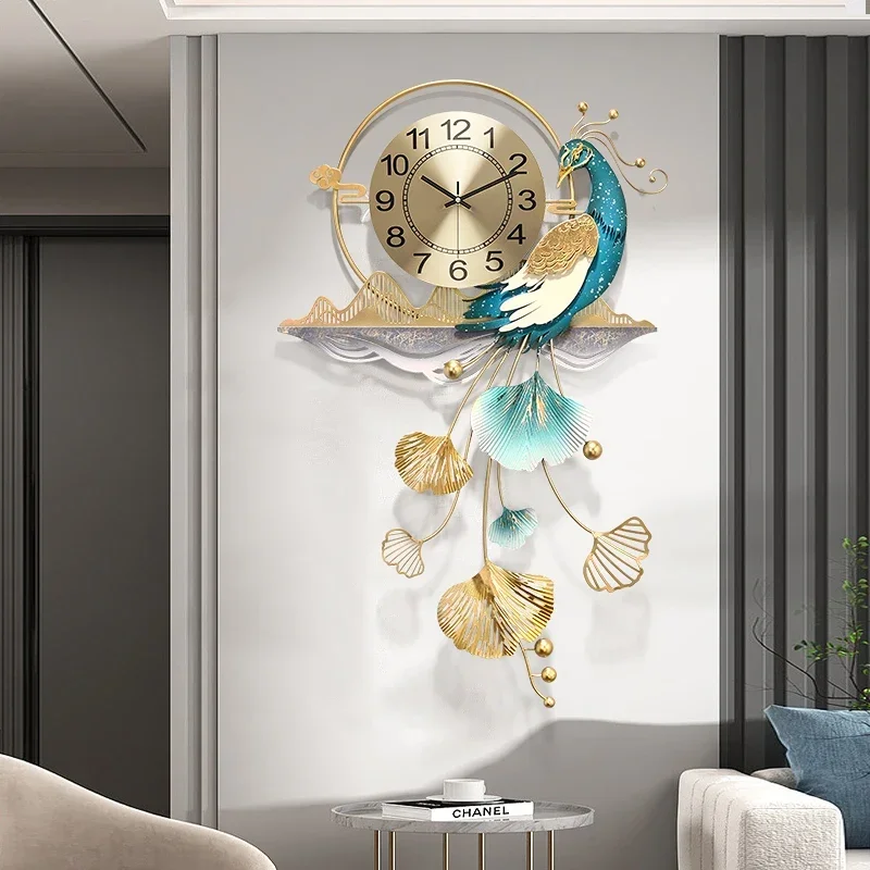 Nordic Peacock Wall Watch Living Room Mural Luxury Interior Aesthetic Aesthetic Kitchen Clock Wall Reloj Pared Home Decoration