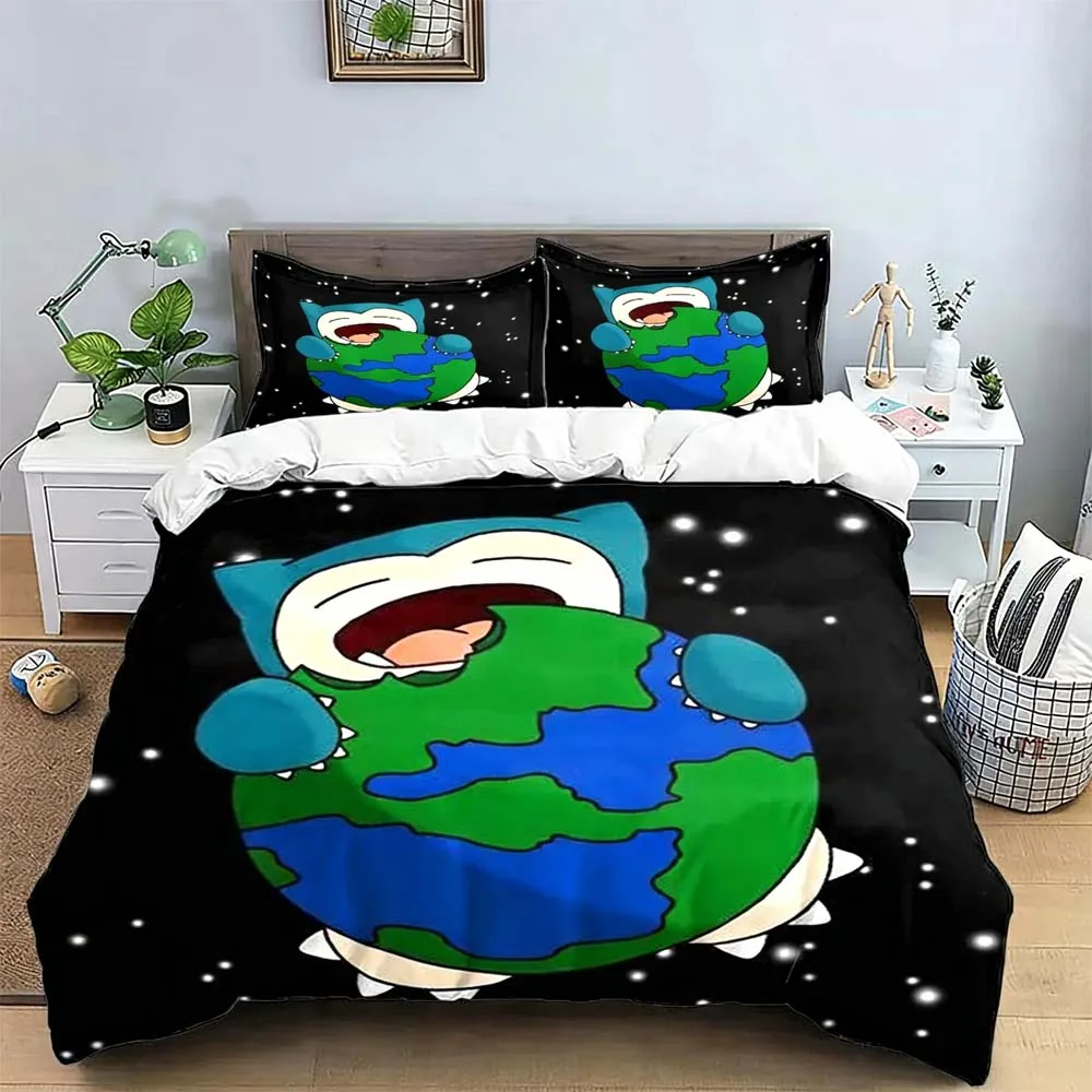 2026 Cartoon Snorlax Bedding Sets Exquisite Bed Supplies Set Snorlax Duvet Cover Bed Comforter Set Bedroom Decoration Birthday G