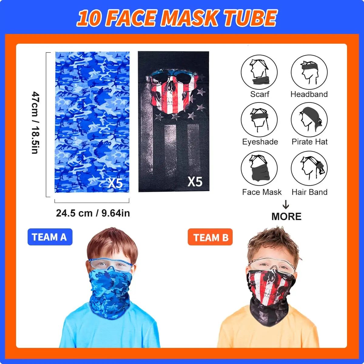 Party Supplies Compatible for Nerf 10 Kids Pack Boys Birthday Party Guns War Decorations,Face Mask Tactical Glasses 200 Bullets