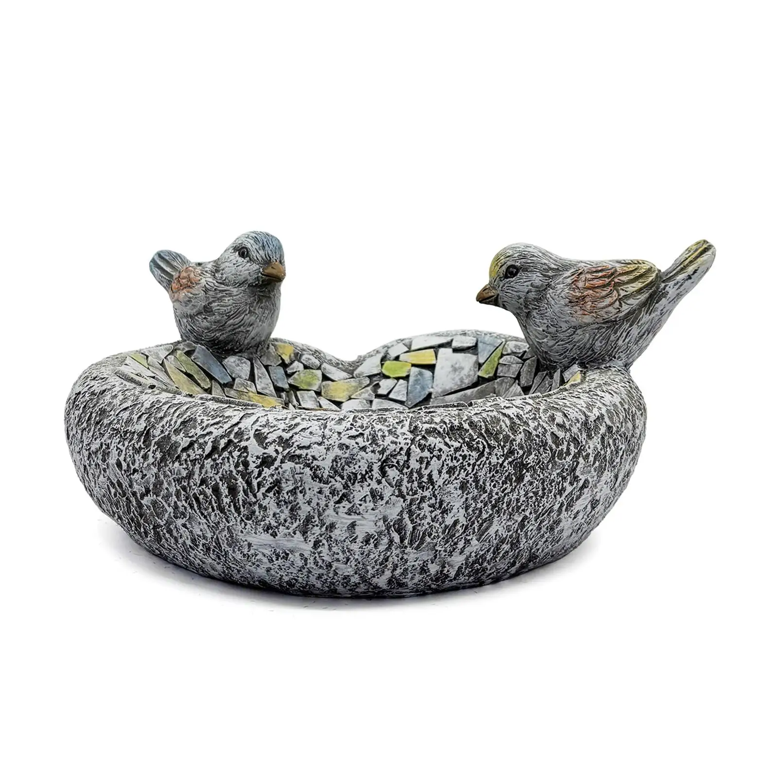 Full Size Bird Bath Outdoor Bird Feeder Resin Garden Statue for Patio Courtyard Decoration