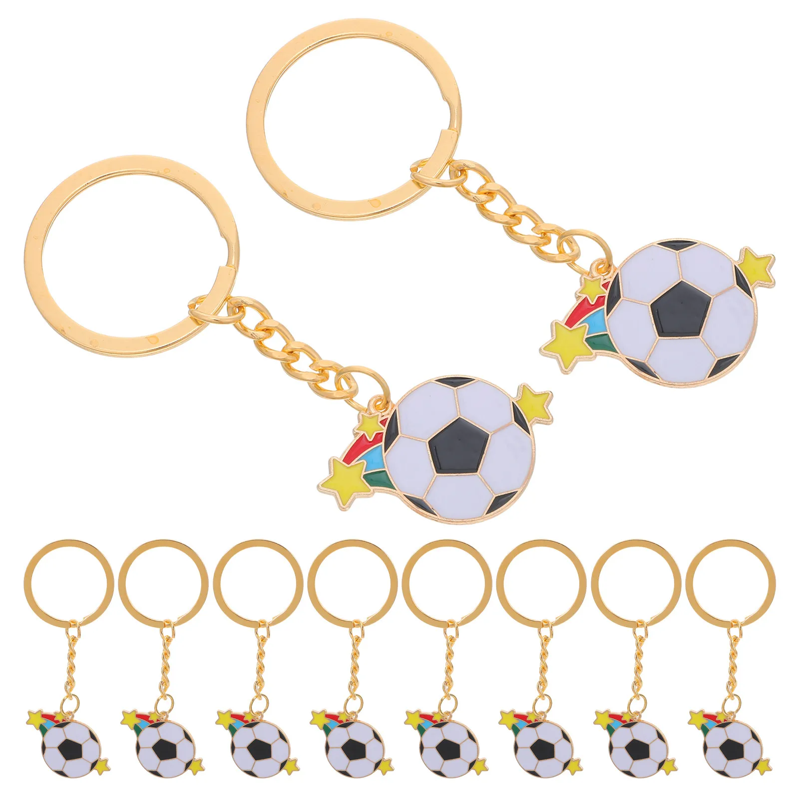 10Pcs Soccer Ball Keychains Football Sports Fan Metal Pendant Backpack Charms Birthday Party Bag Fillers Keychain