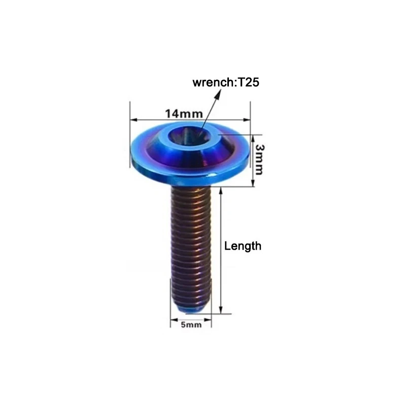 1Pcs Titanium Bolts M5 x 12 15 20mm Torx Head Screws for Motorcycle Riding Modification Fasteners