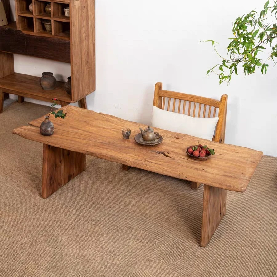 Solid wood tea table old elm tea table door panel table retro homestay tea