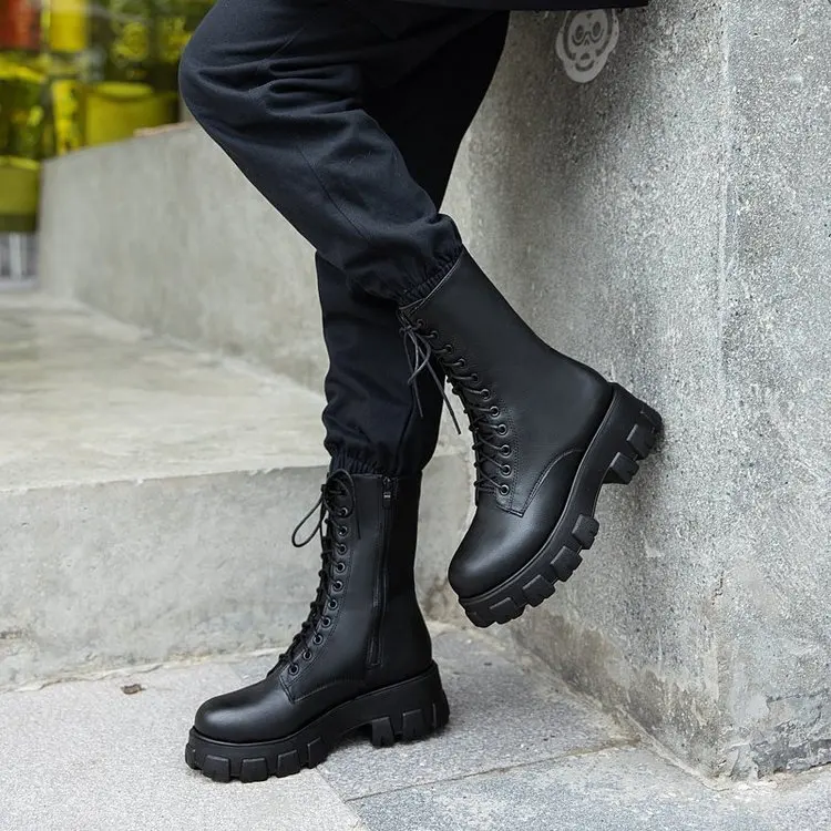 Large Size 2024Spring and Autumn New WhiteThin Mid Tube Breathable Thick Sole Single Boot Trend Versatile Motorcycle Short Boots