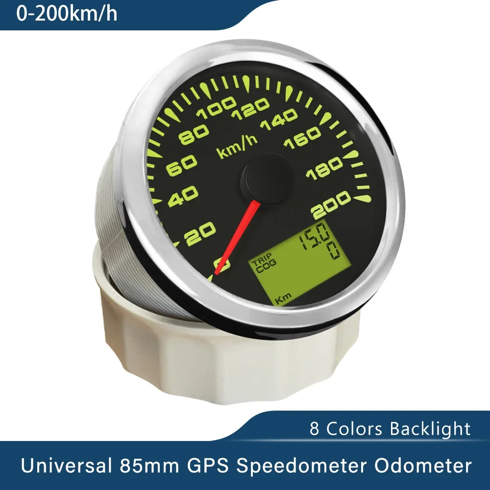 Waterproof Truck Car Universal 85mm GPS Speedometer Odometer 0-120km/h 0-200km/h with 8 Colors Backlight 9-32V