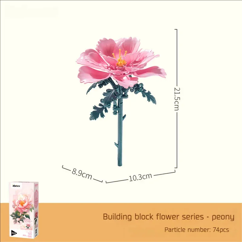 Blocchi di costruzione creativi Bouquet Bouquet romantico Tulipani Rosa Giglio Fiore di lavanda Mattoni Decorazione della casa Giocattoli Regalo fai da te