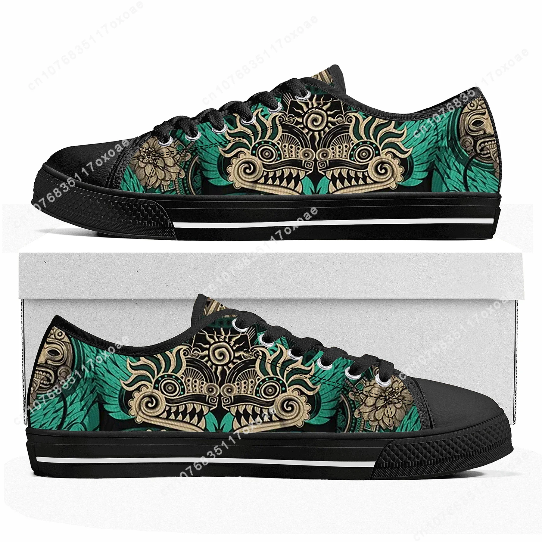 Mexican Aztec Quetzon Low Top Sneakers Mens Womens Teenager High Quality Canvas Sneaker couple Casual Shoes Customize DIY Shoe