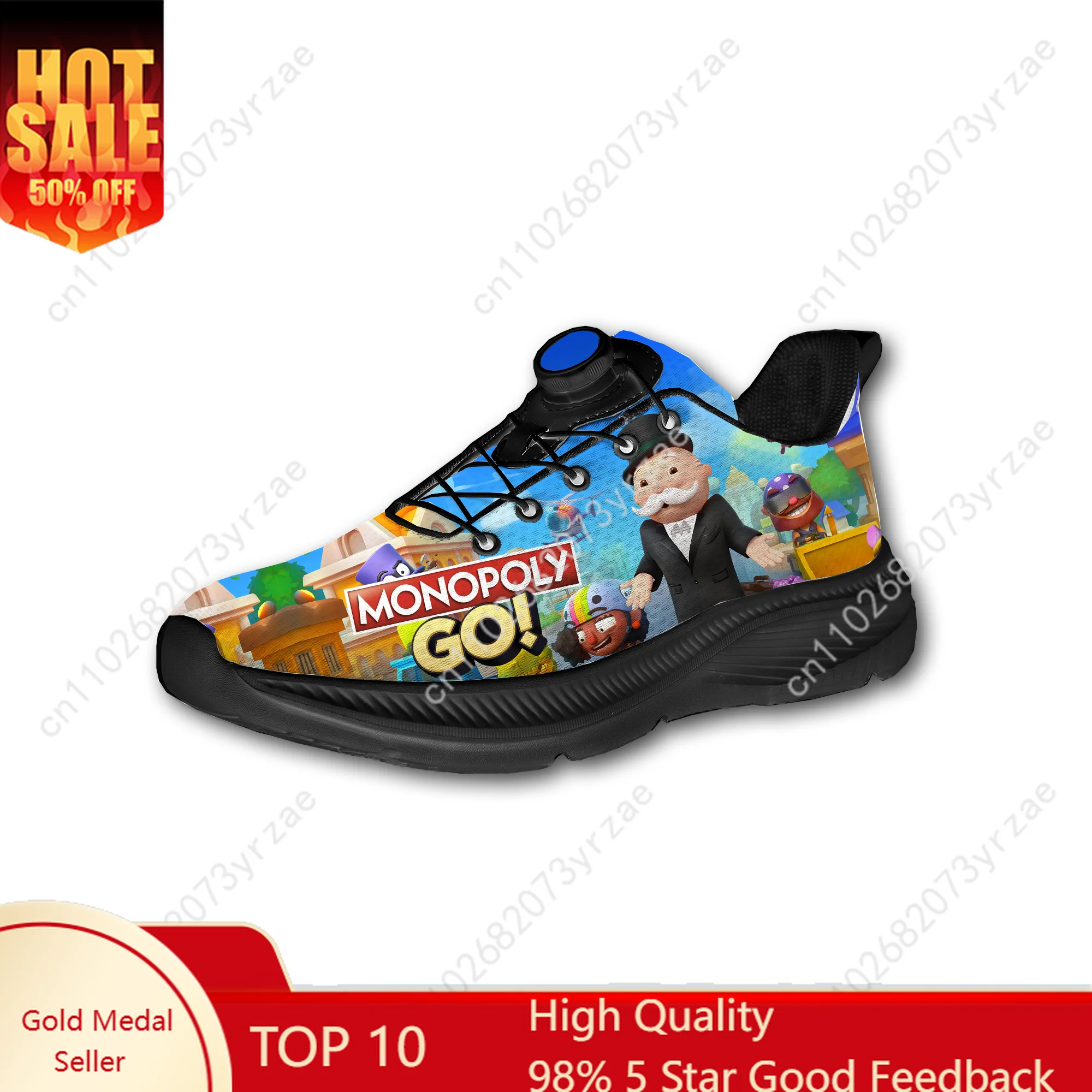 

Monopoly Go! Laceless Shoe Men Women Teenagers Comfortable Sneakers Stylish Rotating Buckle Closure Customizable Design Shoes
