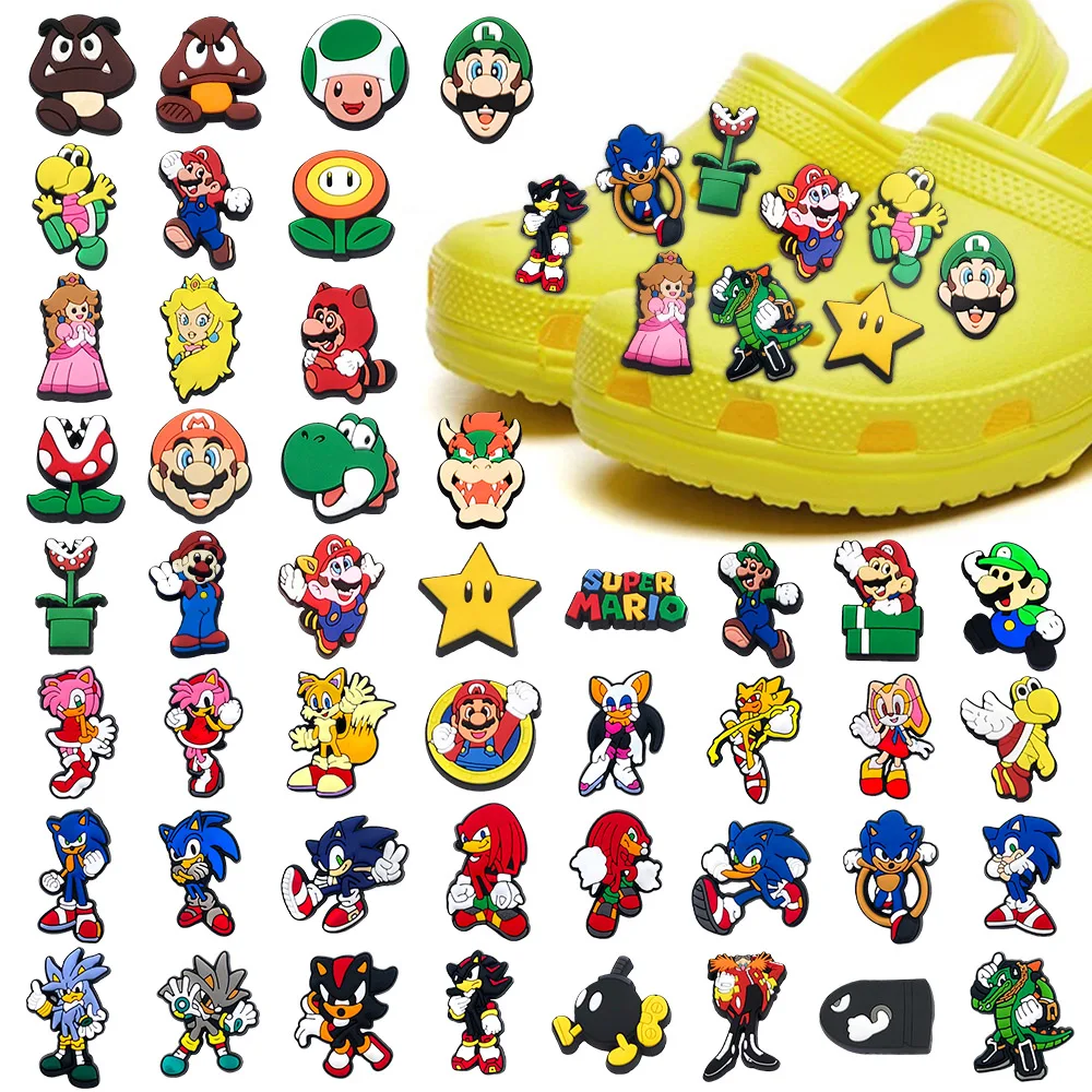 

Cute 1pcs cartoon Classic Game Characters shoe Charms DIY clogs Shoe Accessories Sandals pins Decorate kid Girl X-mas Party Gift