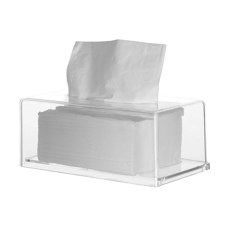 New Clear Acrylic Tissue Box Holder Tissue Dispenser Napkin Holder Car Home Office Desktop Tissue Storage Box Organizer image 2