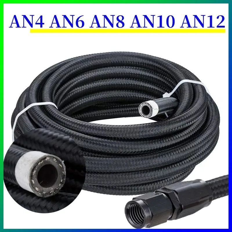 Universal Car Fuel Hose Oil Gas Cooler Line Pipe Tube PTFE Stainless Steel Double Braided AN3 AN4 AN6 AN8 AN10 AN12