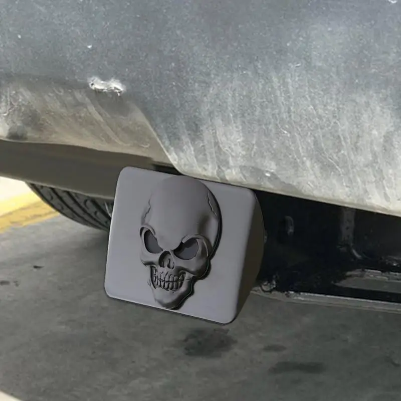 Trailer Hitch Cover Skull Shaped Tow Hook Cover Metal Hitch Plug Square Mouth Tube Plug Insert Heavy Duty For Recreational