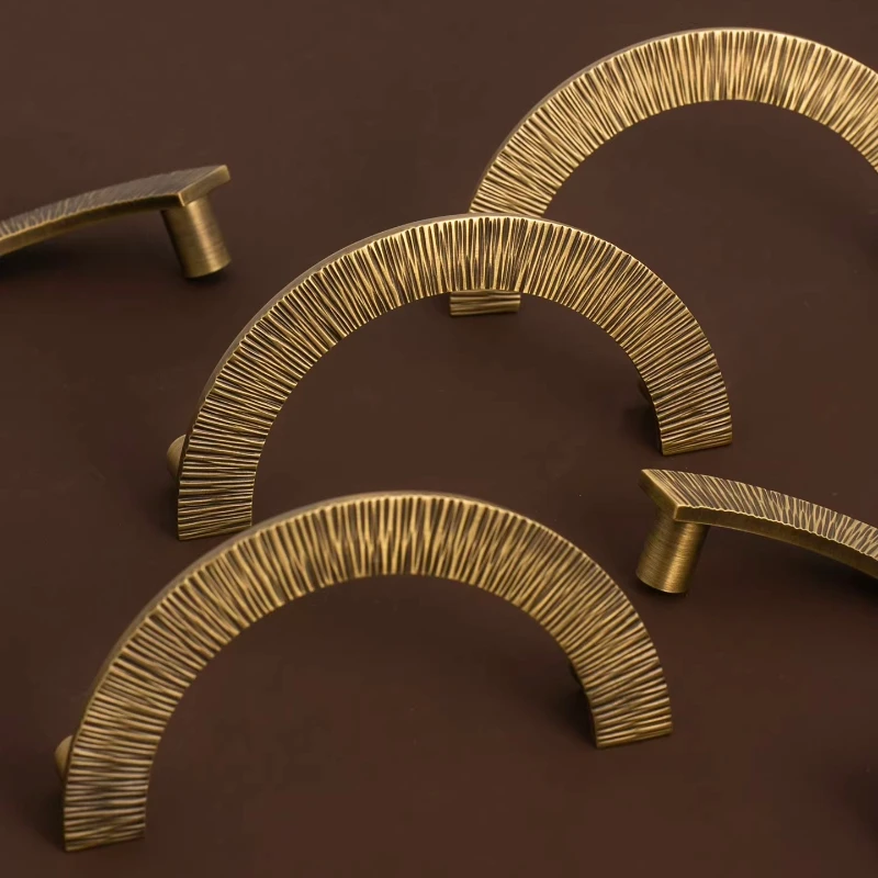 Handmade Hammer Cabinet Door Handle Bronze Half Moon Knobs Wardrobe Desk Drawer Pulls Furniture Hardware Kitchen Accessories