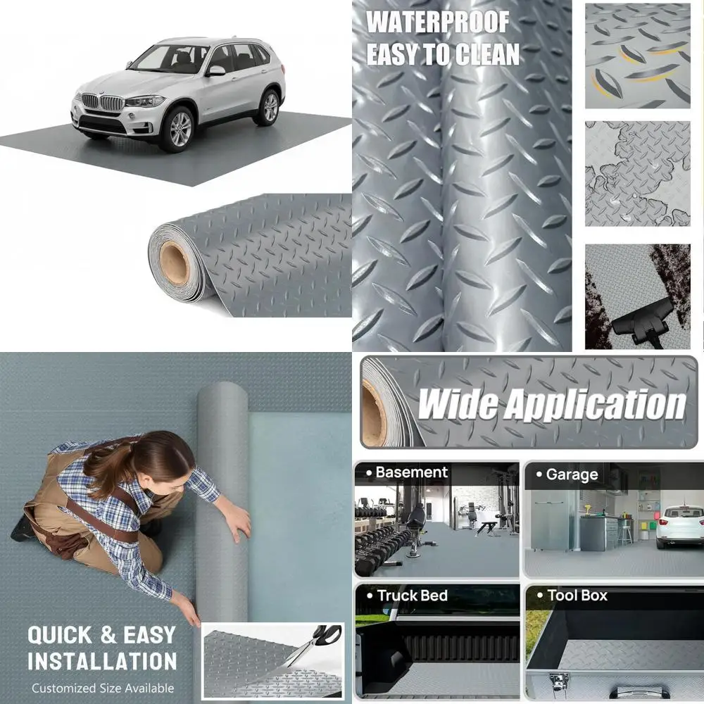 

Thick PVC Garage Floor Mat, 6x9 Feet, Heavy-Duty Waterproof Non-Slip Protector for Cars, Trailers, SUVs, Basements, and Gyms (Gr