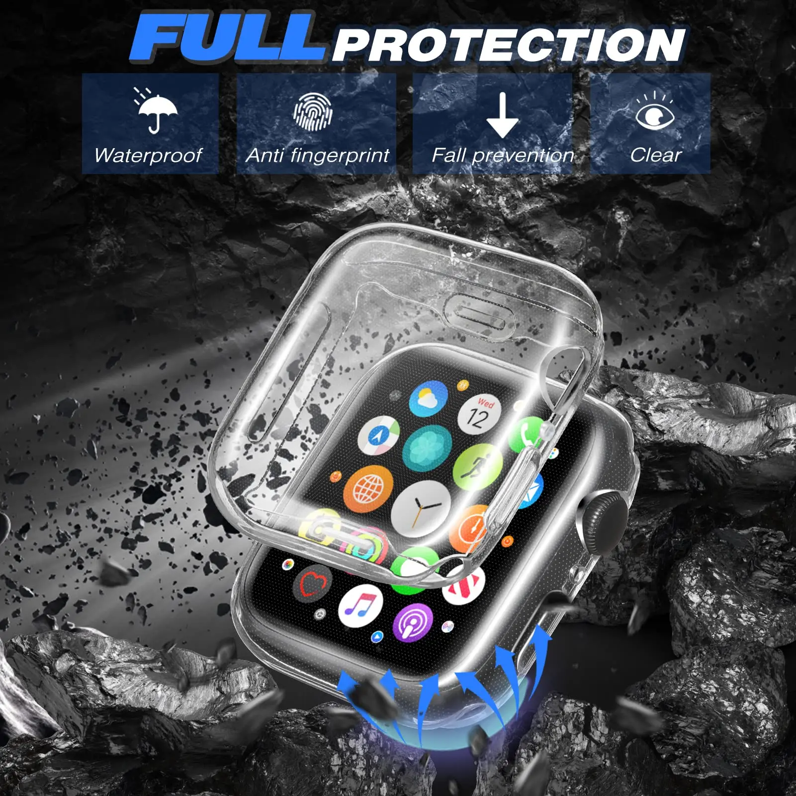 Protector de pantalla para funda de Apple Watch, 45mm, 41mm, 44MM, 40MM, 42mm, 38MM, cubierta completa de TPU, accesorios para Iwatch Series 8, 7,