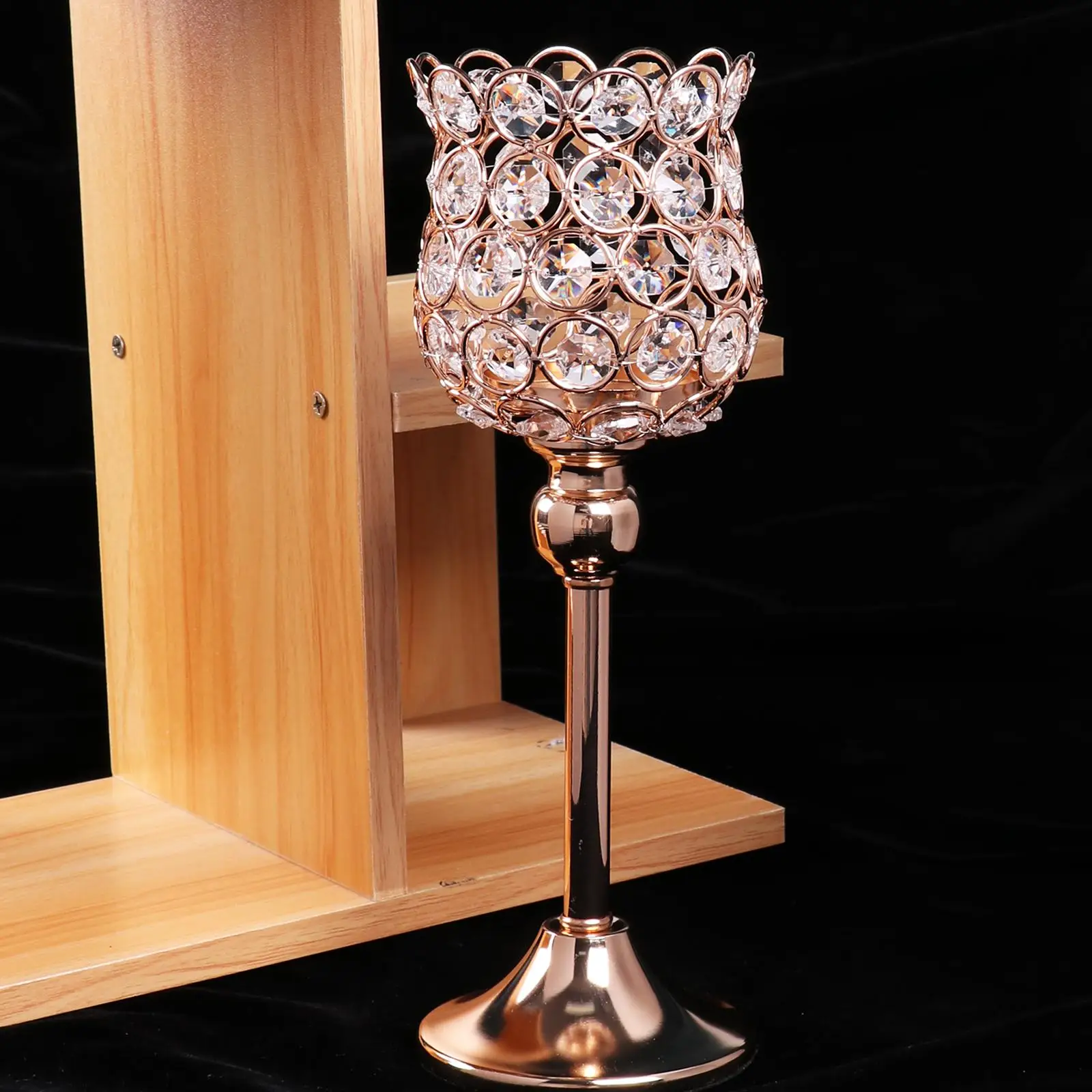 Gold Candle Holder Stand Crystal Candelabra Stick Home Wedding Party Decor