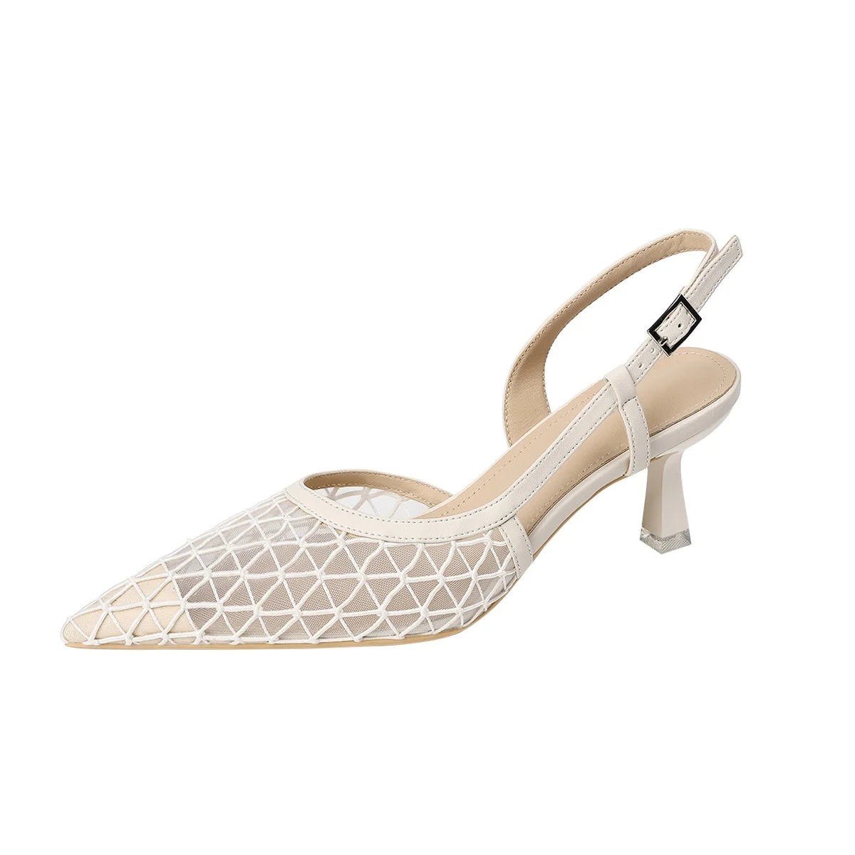 2026 Summer Braided Pointed Toe Stiletto Pumps Women Mesh Hollow Out Back Strap Sandals Fashion Party Dress Shoes Zapatos Mujer