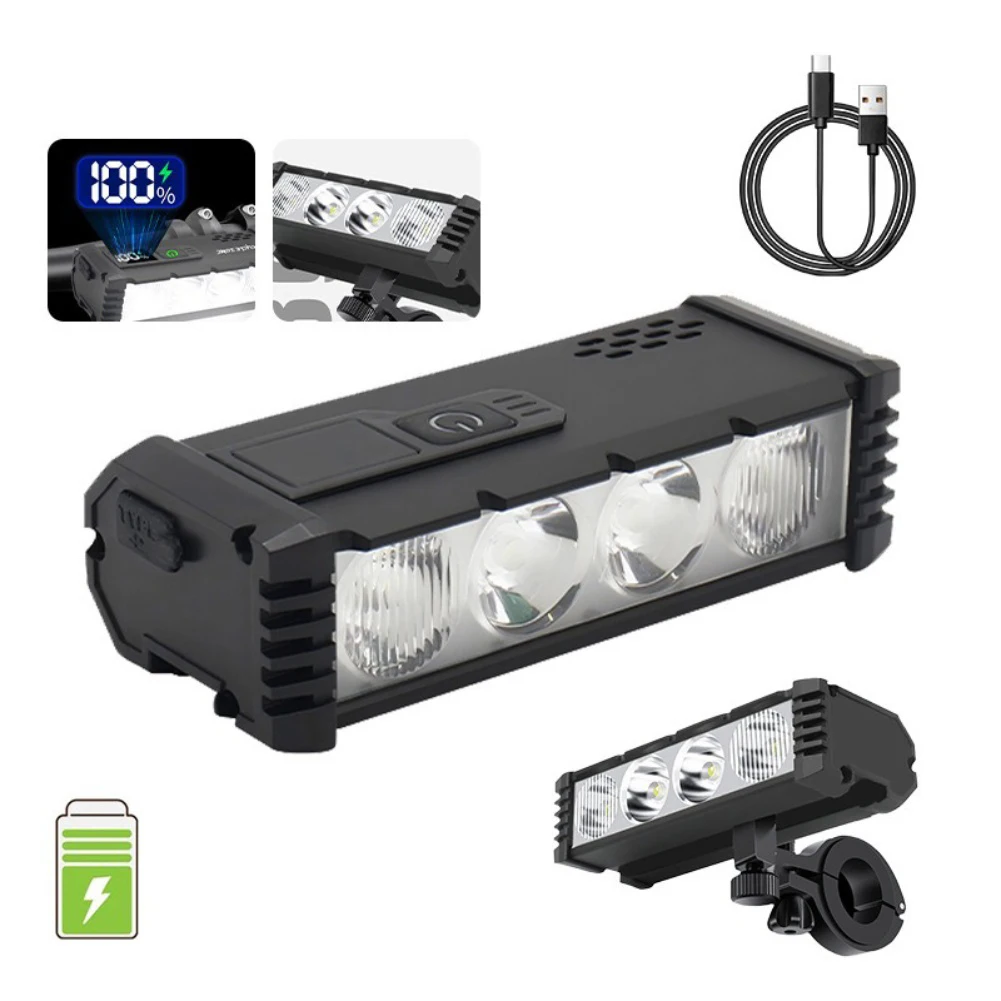 

USB C Rechargeable Bike Light 4000 Lumens with 4 Modes Long Battery Life for Night Cycling Robust Aluminum Plastic Construction