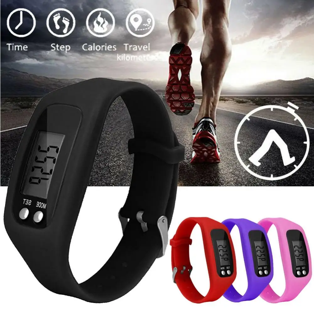 

Sport Running Silicone Pedometer Calorie Step Counter Digital Watch Bracelet Watch Pedometer Digital LED Walking Distance Supply