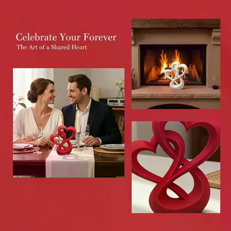 Anniversary Gifts 3D Printed Double Heart Ornament Sweet Lovers Gifts Car Interior Ornament Creative Hollow Heart Wedding Gifts