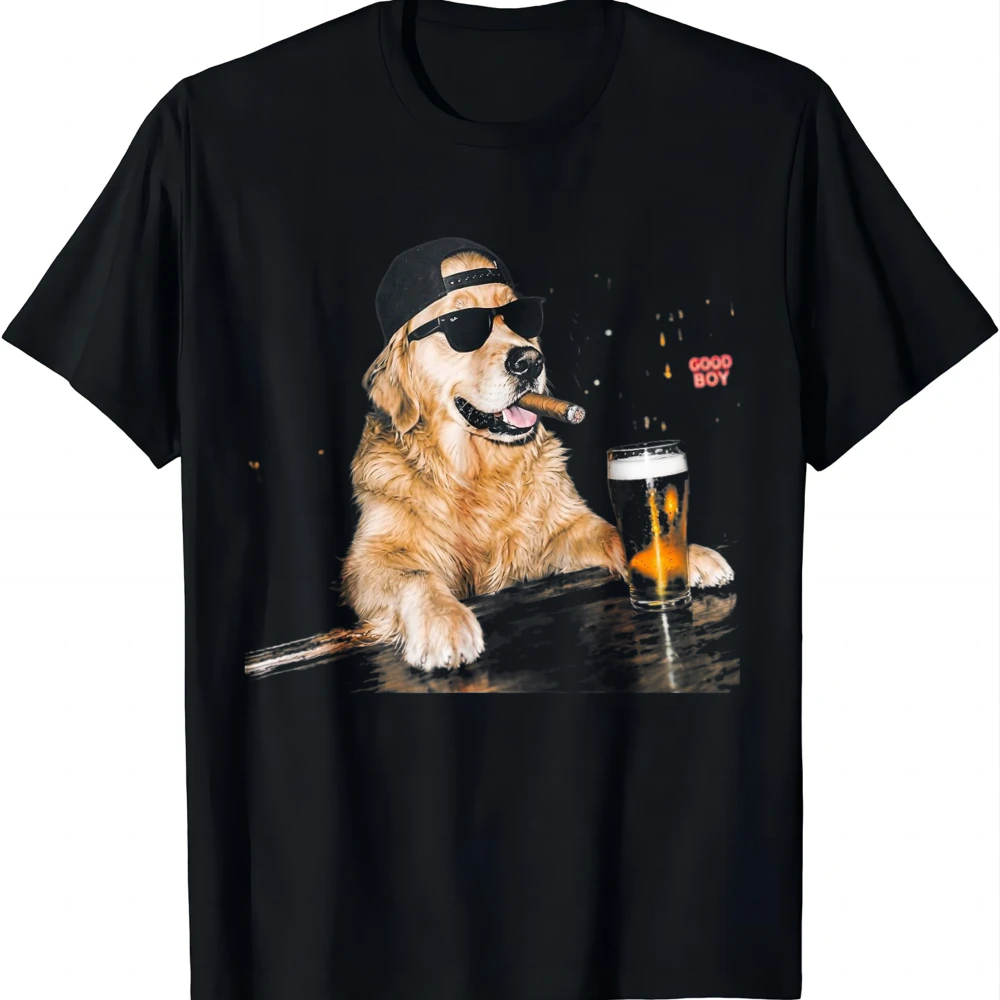 Funny Golden Retriever Drinking Beer Meme Dog Men Women T-Shirt Summer Casual T Shirt Mens Clothing Tops Camiseta Streetwear