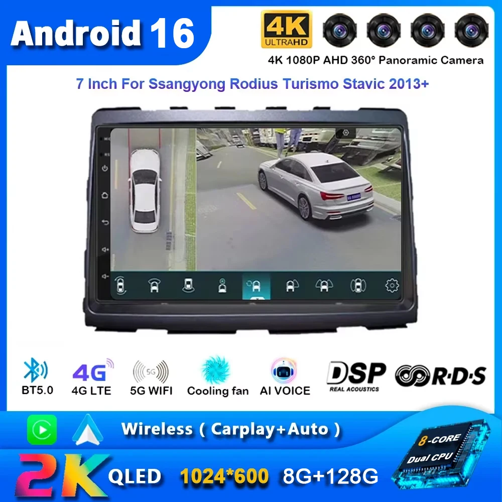 For Ssangyong Rodius Turismo Stavic 2013+ Radio Carplay Car Multimedia Player Intelligent System Android 16 Auto Navigation GPS
