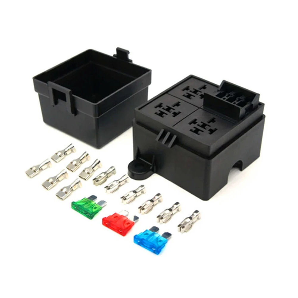 3 Way 4Pin Fuse Holder Relay Holder Circuit Standard ATO Blade Fuse Relay Holder 12V 40A Relay