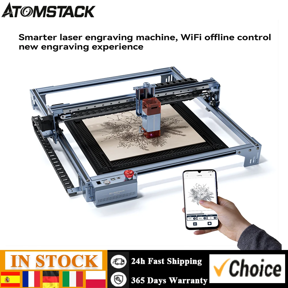 Atomstack Maker A10 V2 Laser Engraver 10-12W High Speed Engraving Cutting Machine Fixed-Focus Ultra-thin Laser 400x400mm Area