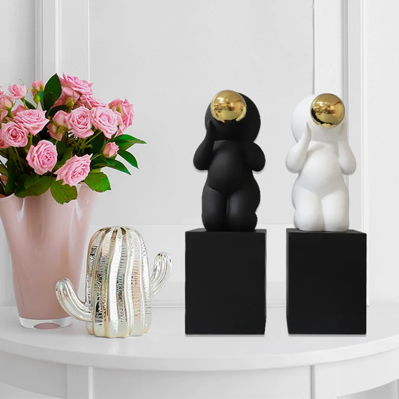 Modern Luxury Bubble Sculpture Abstract Artwork Resin Ornament Hotel Sales Office Exhibition Hall Bubble-Blowing Figure