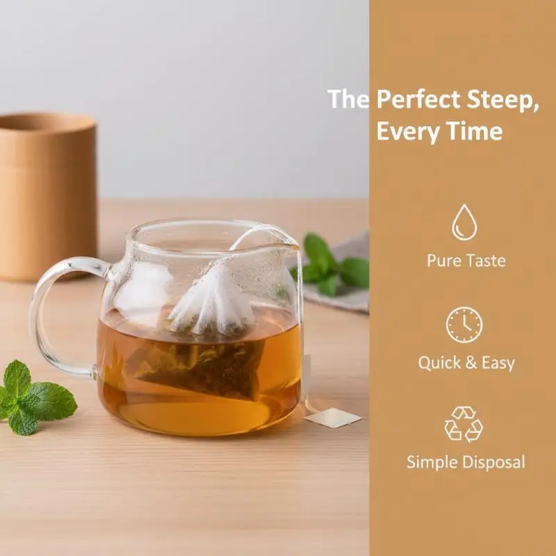 Nonwoven Drawstring Tea Bag Pouch 100Pcs Disposable Empty Bags for Herbal Loose Leaf Tea DIY Steeping Office Use
